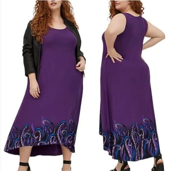 Torrid Disney Super Soft Ursula Tentacles Hi-Lo Maxi Dress 0 - Picture 1 of 5